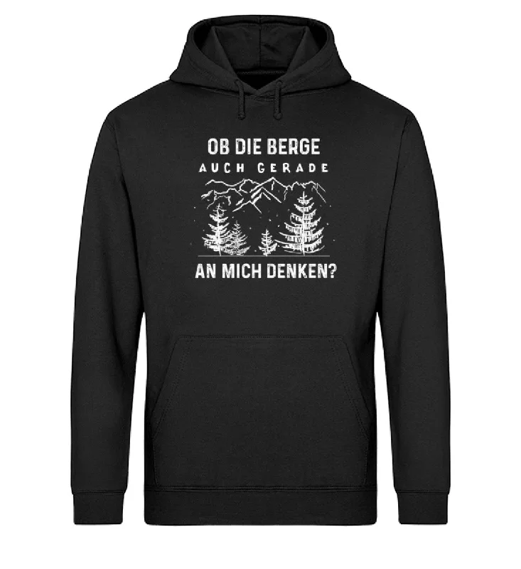 Ob die Berge auch gerade an mich denken - Unisex Organic Hoodie Hoodie with Metallic Shiny Futuristic