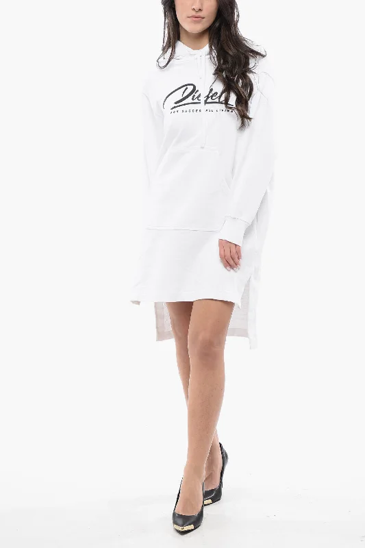 Diesel Asymmetrical Cut D-ILSE ITALICO Sweat Dress with Side Split Crew Neckline Sporty
