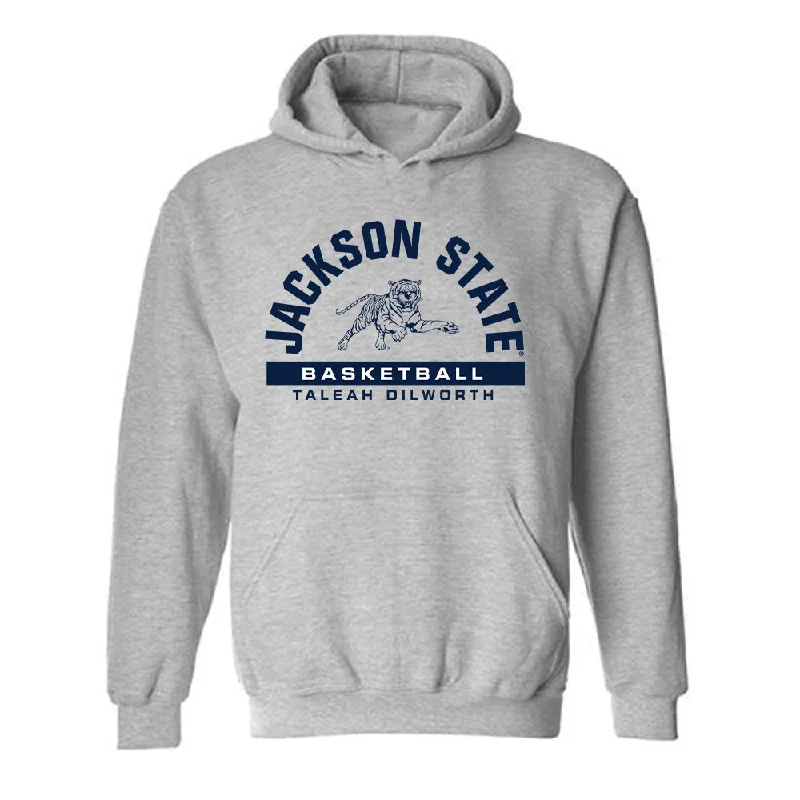 Jackson State - NCAA Women's Basketball : Taleah Dilworth - Classic Fashion Shersey Hooded Sweatshirt Hoodie with Hem Contrast Bold Stylish