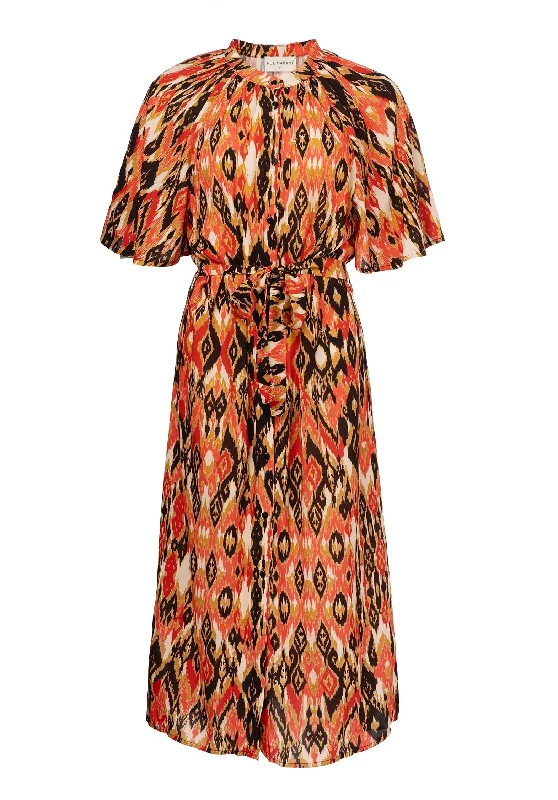 Dress Dress Briska Black-Red-Brown Tunics Summer linen
