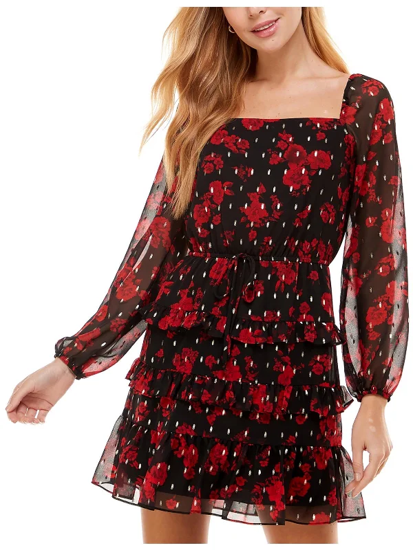 Juniors   Womens Ruffled Mini Cocktail and Party Dress Tunics Plaid country