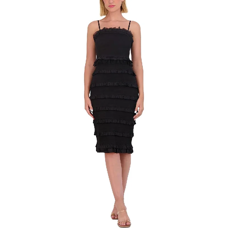 Vince Camuto Womens Petites Lace Trim Ruffle Cocktail And Party Dress Tunics Sophisticated sleek