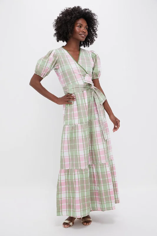 Celery and Rose Tartan Print Emily Dress Tunics Canvas sturdy