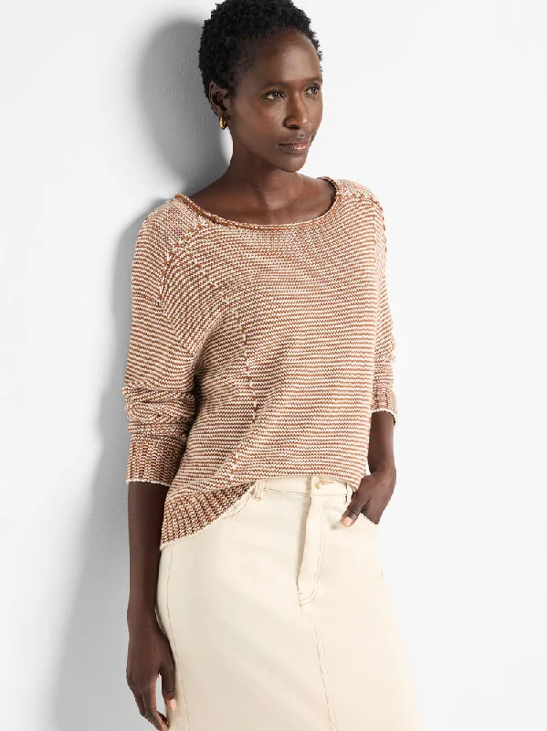 NIC+ZOE Striped Seamed Cotton Cord Sweater Terry Blend Velvet Blend Canvas Blend