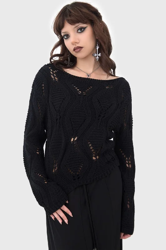 Nebula Riot Sweater Solid Print Embellished
