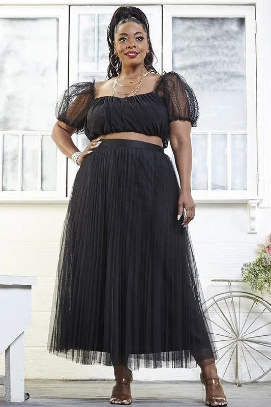 Black Abyss Skirt Set chiffon skirt flowing