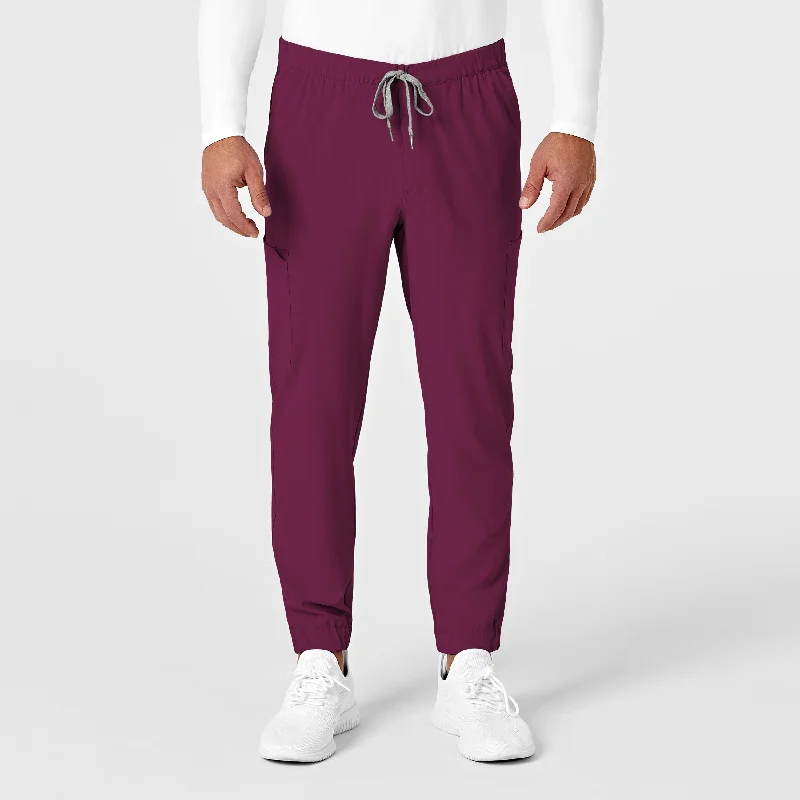 RENEW Men's Jogger Scrub Pant - Wine Comfortable Pleated Pants