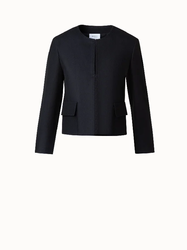 Short Taglio Vivo Jacket Hooded Jacket Caped Jacket Shawl Collar Jacket