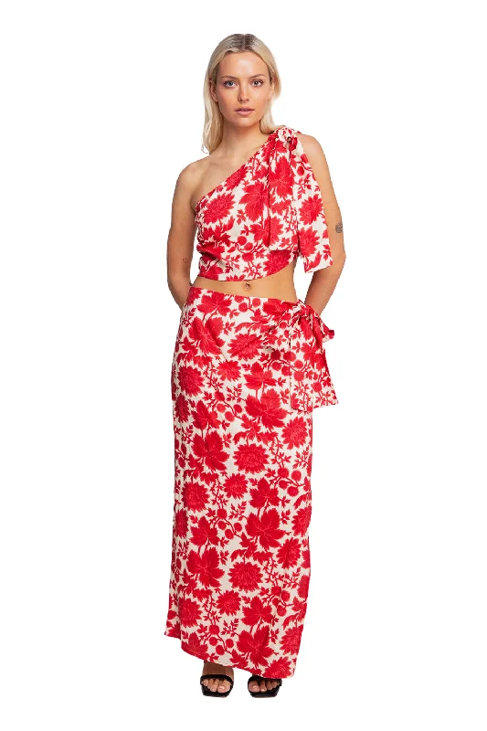 Cinta Tie Crop And Skirt Set silk skirt elegant