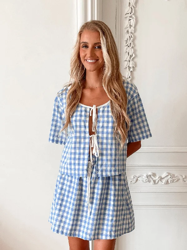 Revan Skirt - Blue Check lace skirt intricate