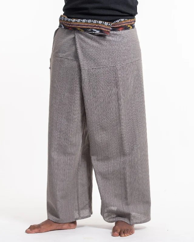 Unisex Pinstripe Thai Fisherman Pants in Gray Trendy Velvet Pants