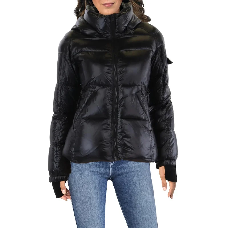 S13/NYC Womens Kylie Quilted Gloss Puffer Jacket Lace Jacket Ribbed Jacket Sequined Jacket