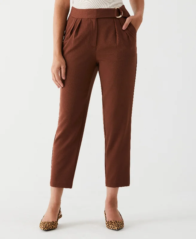 Pleated Pant with Self Fabric Belt Slim Fit Casual Pants