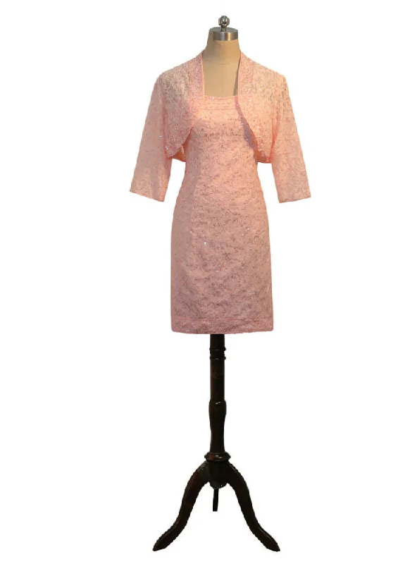 Sheath Knee Length With Jacket Pink Mother Of The Bride Dresses Quilted Jacket Puffer Jacket Insulated Jacket