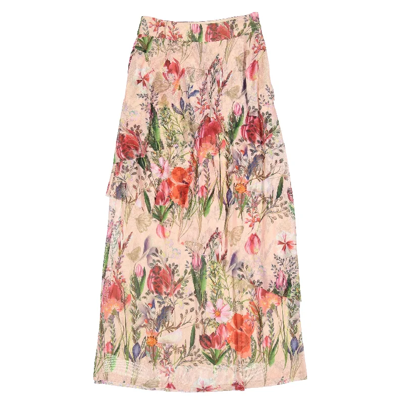 ROWE Pink Vine Floral Mesh Skirt a-line skirt cut