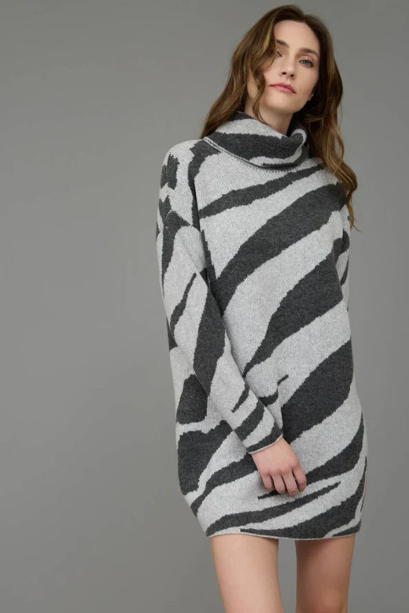 Charcoal Animal Print Sweater Dress - FINAL SALE Lightweight Heavyweight Midweight
