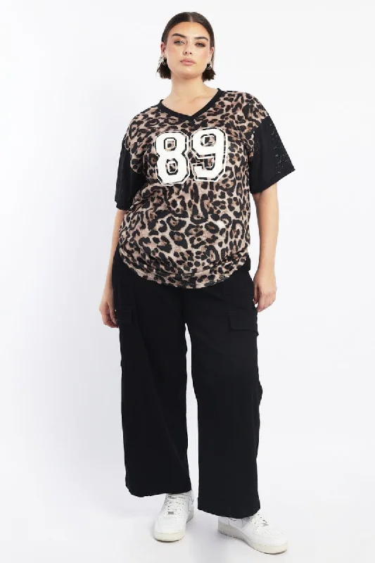 Black Stretch Cotton Elastic Waist Cargo Pants Comfortable Fleece Pants