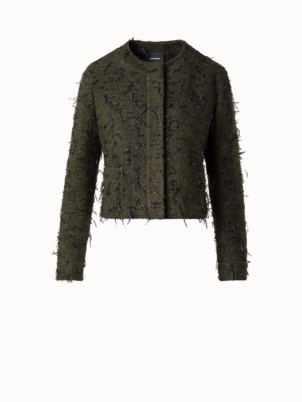 Sequined Bouclé Short Jacket Oversized Jacket Tailored Jacket Straight Jacket