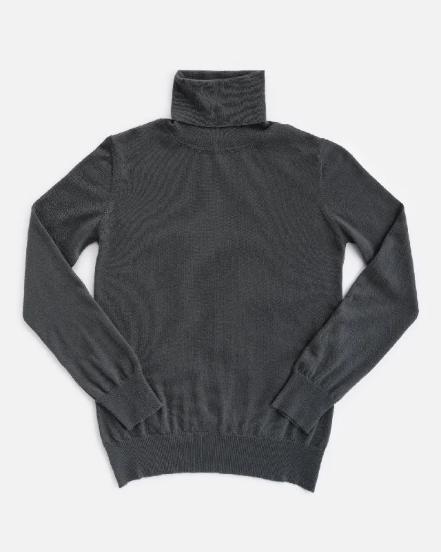 THE SUPER LIGHT ROLLNECK SWEATER | DRILL GREY Denim Fabric Leather Fabric Suede Fabric