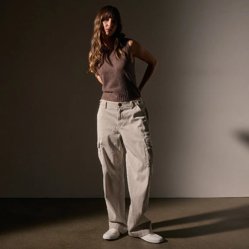 Army Cotton Slub Cargo Pant - Salt Pigment Relaxed Fit Trousers