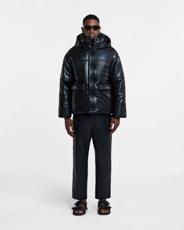 Jain - Okobor™ Alt-Leather Relaxed Pants - Black Soft Stretch Trousers