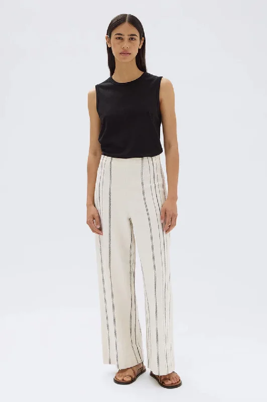Assembly Matera Stripe Pant - Cream/Black Stylish Paperbag Waist Pants