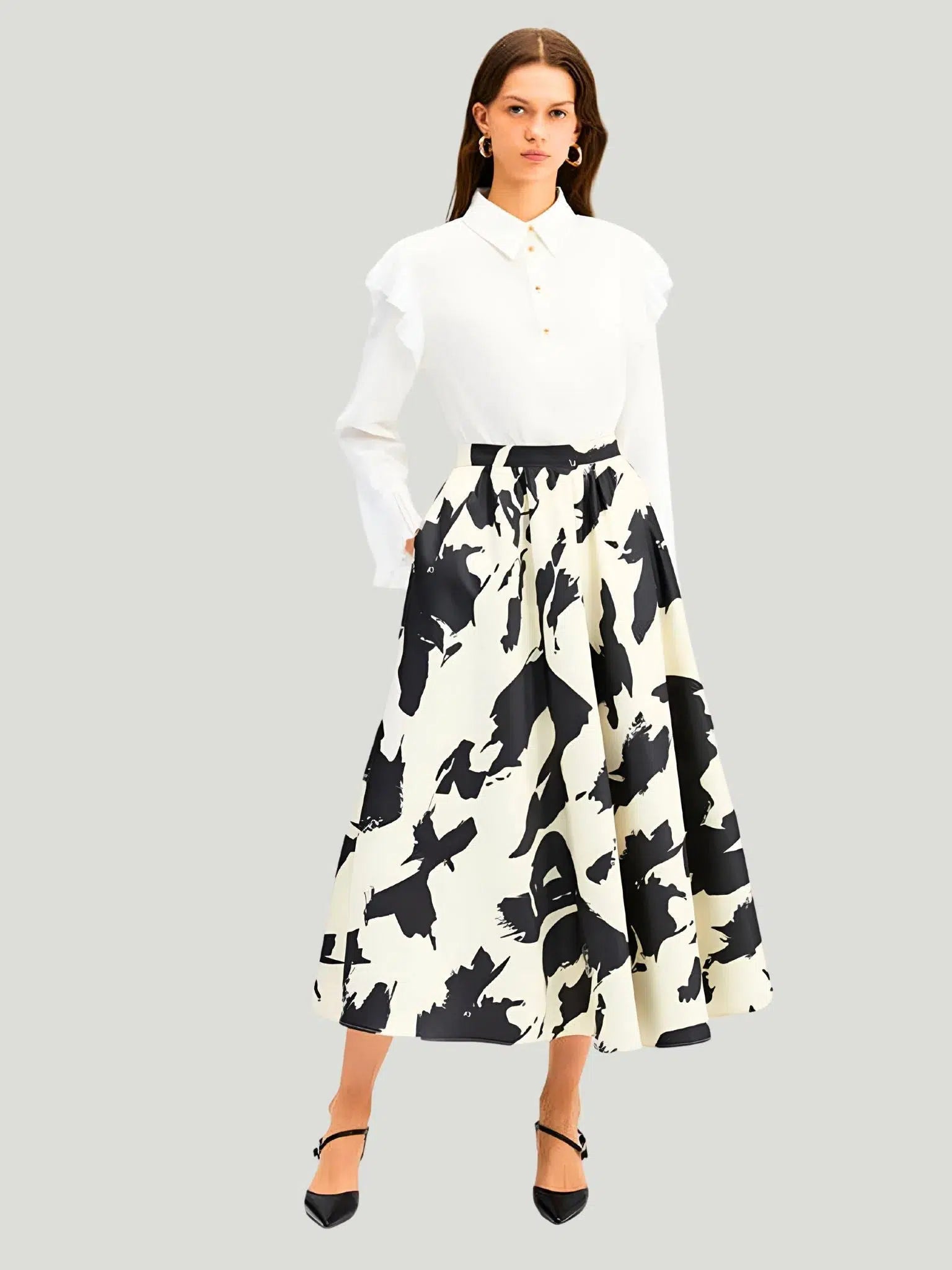 TOUCHÉ Patterned Satin Skirt satin skirt smooth