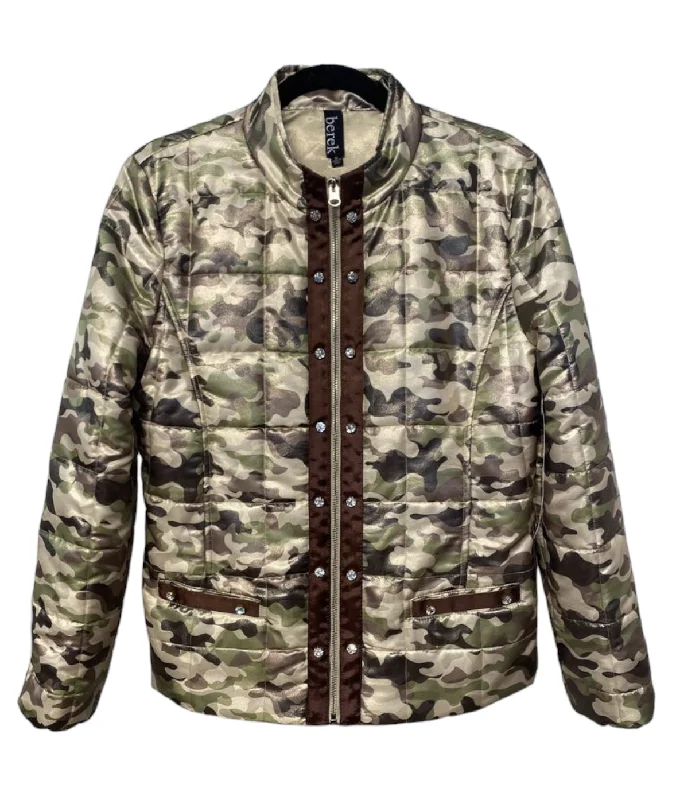 Camou Foil Puffer Jacket Faux Fur Jacket Real Fur Jacket Shearling Jacket