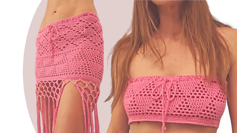 Crochet Skirt + Bandeau Pattern Set - Celestine silk skirt sleek