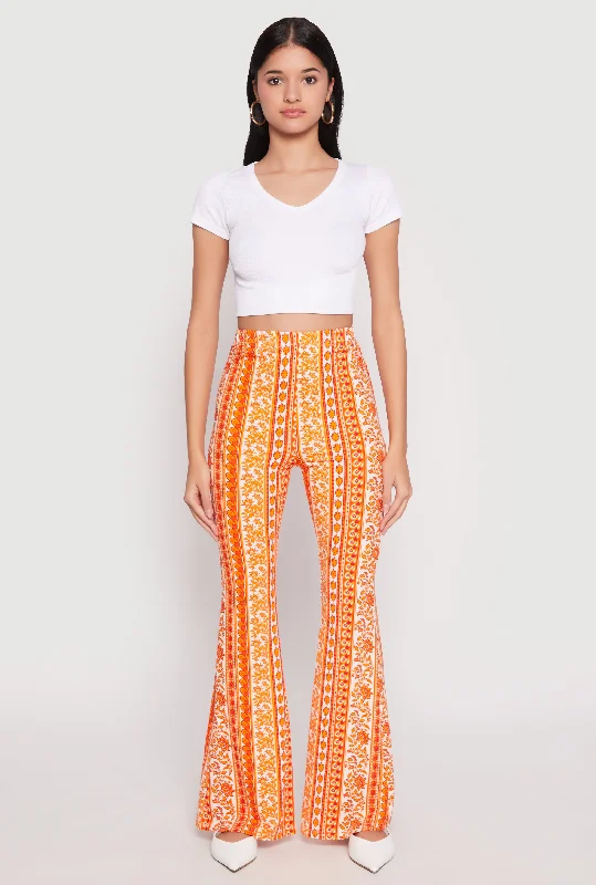 Boho Print Flare Pants Elegant Trouser Pants