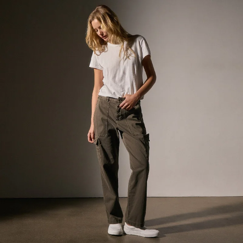 Herringbone Utility Pant - Army Green Pigment Comfortable Fleece Pants