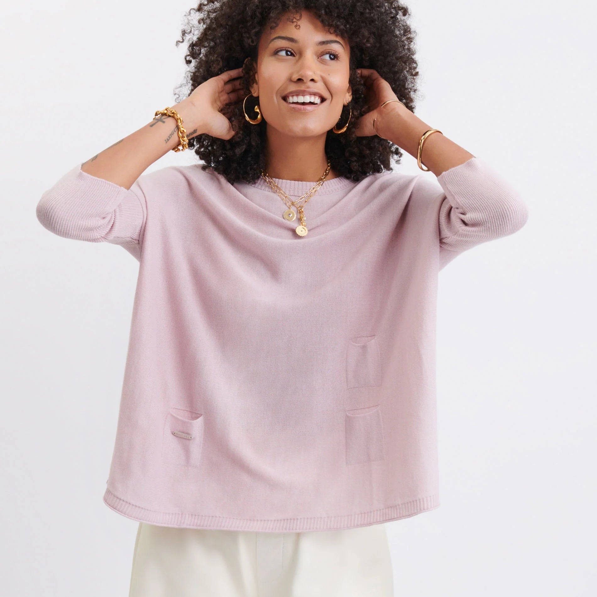 Mersea Petite Catalina Crewneck Sweater Rayon Fabric Velvet Fabric Corduroy Fabric