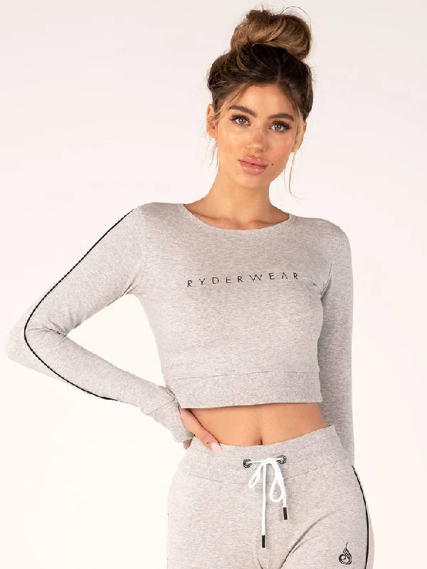 Ryderwear BSX Cropped Sweater - Grey Marle Layered Multi-layer Single Layer