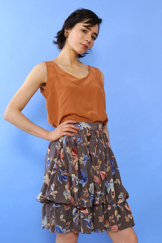 Ibiza Pewter Print Bubble Skirt XS/S cashmere skirt soft