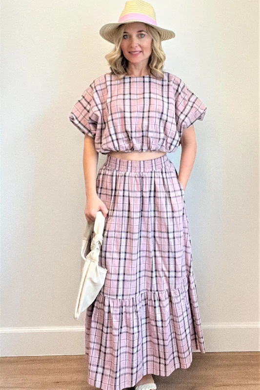 Plaid Maxi Skirt leather skirt durable