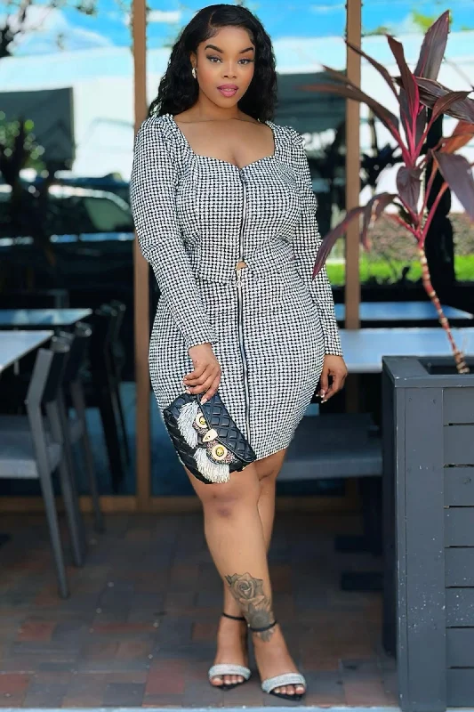 Nellia Boss Babe Skirt Suit Set-Plus ribbed skirt waist