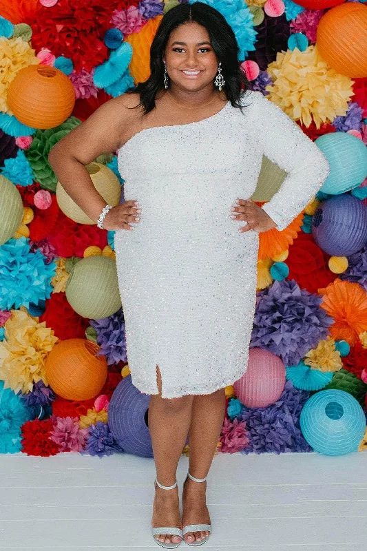 Sydney's Closet SC8112 - Asymmetric Sequin Party Dress Tunics Chinos classic