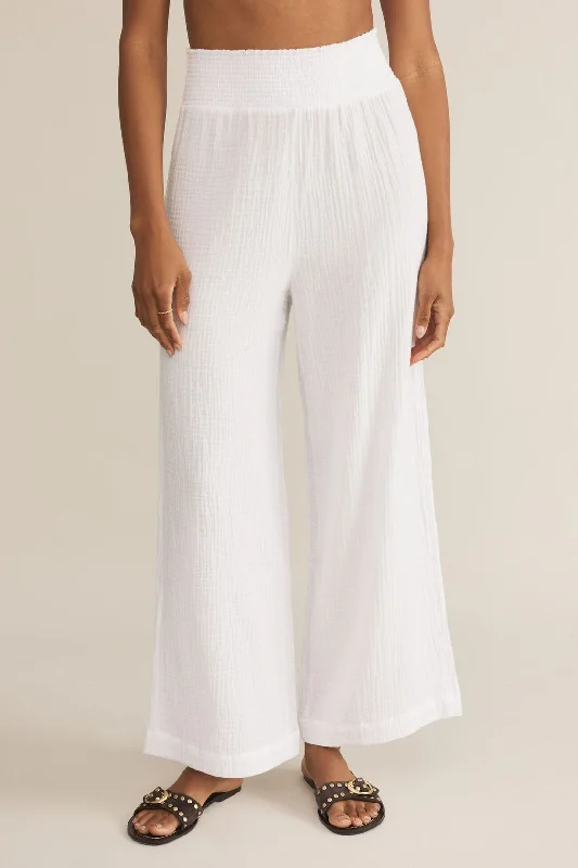 Cassidy Gauze Full Length Pant White Classic Straight Pants