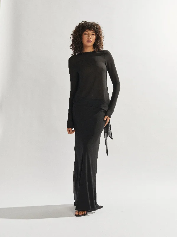 Maxine Maxi Skirt Black leather skirt modern