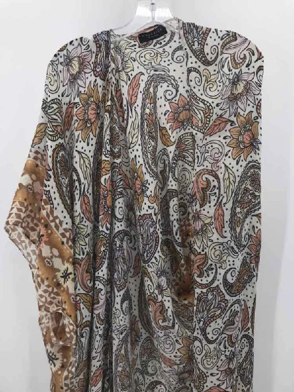 Pre-Owned Maverick Collection Tan Size One Size Long Shawl Sweater Striped Floral Plaid Pre-Owned Maverick Collection Tan Size One Size Long Shawl Sweater Striped Floral Plaid
