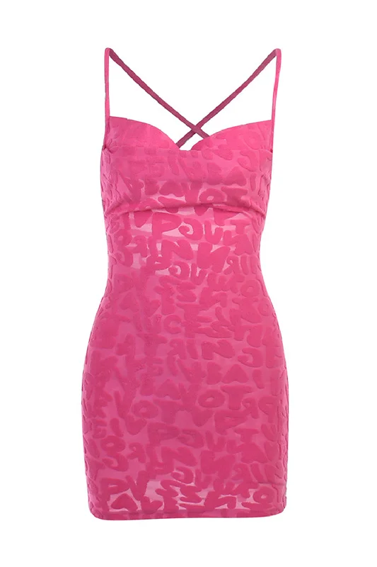 Lace-Up Back Fuchsia Bodycon Party Dress Tunics Winter warm