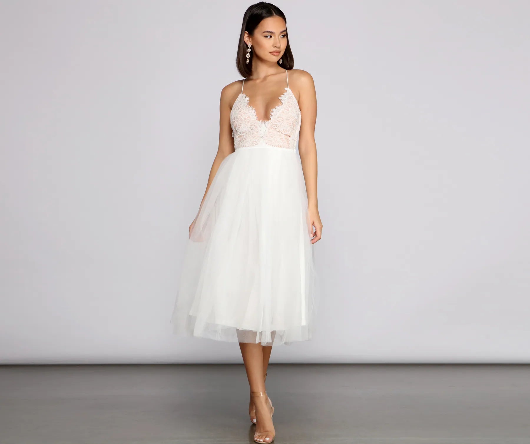 Olivia Eyelash Lace Tulle Party Dress Tunics Distressed trendy