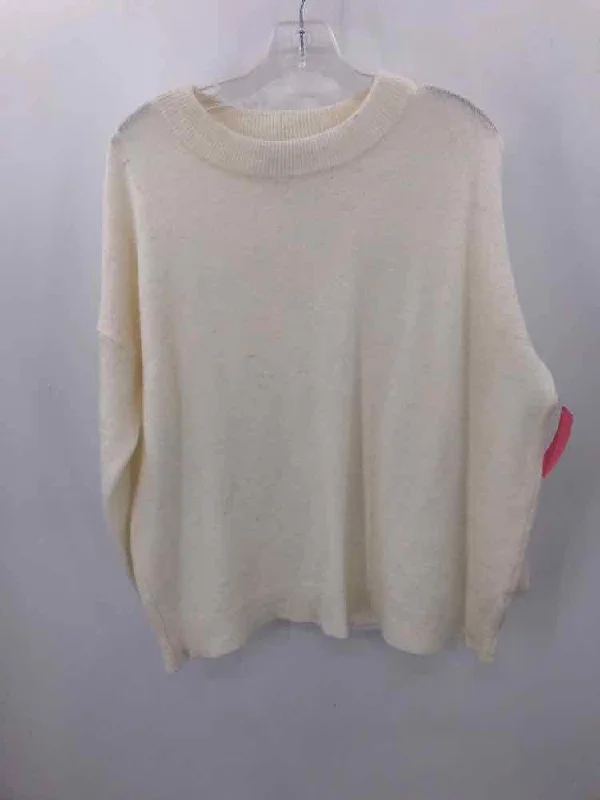 Pre-Owned French Connection Ivory Size Large Sweater Hooded Caped Shawl Collar