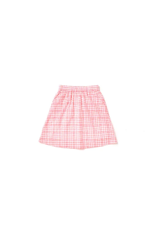 Everyday MINI Skirt - Pink Seersucker silk skirt luxurious