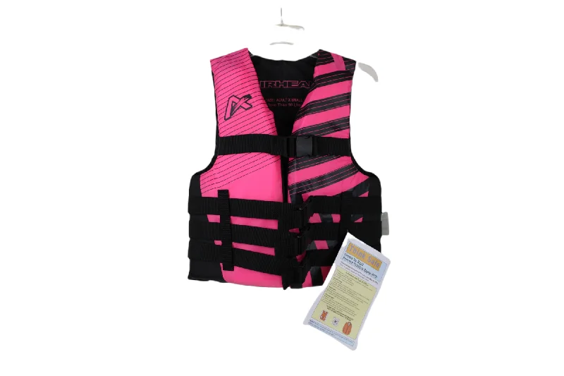 NEW Airhead Pink & Black Life Jacket | Adult XS Zip Front Button Front Snap Front