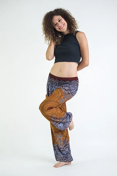 Unisex Geometric Mandalas Harem Pants in Bronze High-Waist Jeans