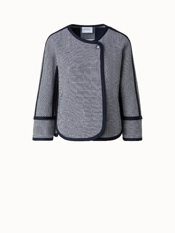 Houndstooth Jacket in Wool Double-Face Quilted Jacket Puffer Jacket Insulated Jacket