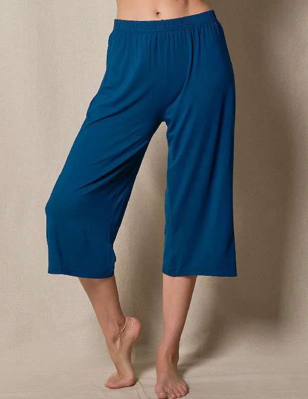 Bamboo Capri Pajama Pants - Atlantic Blue Casual Plaid Pants