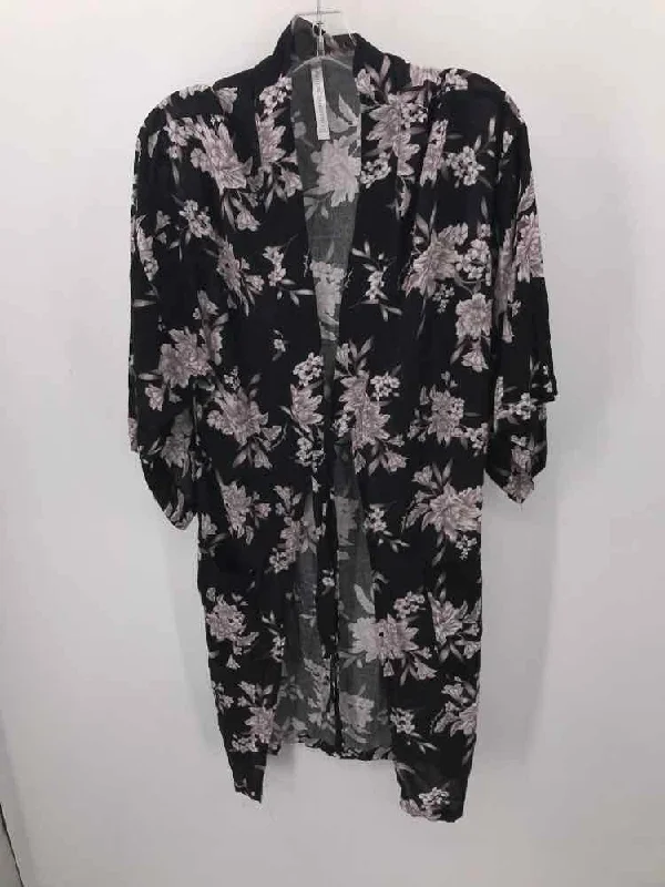 Pre-Owned Spiritual Gangster Black Size One Size Floral Shawl Sweater Thin Thick Dense