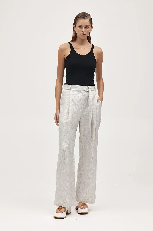 Marle Lili Pant - Twill Stripe Relaxed High-Waist Trousers
